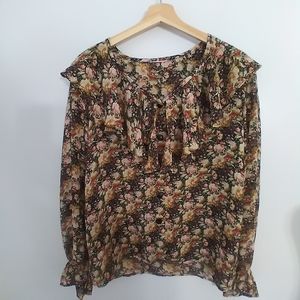 Vintage moody autumn floral blouse